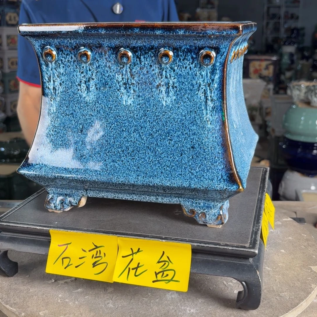 一风堂石湾花盆 内19*19釉裂微瑕