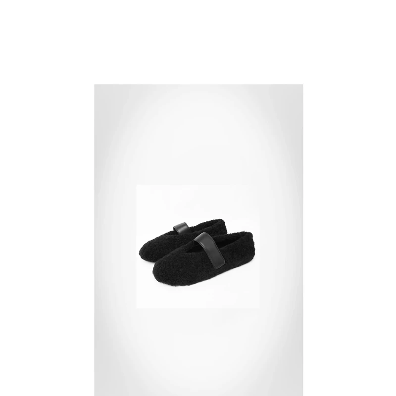 25孤品50%240一脚蹬魔术贴平底玛丽珍豆豆鞋【100%羊羔毛】ABGLS118
