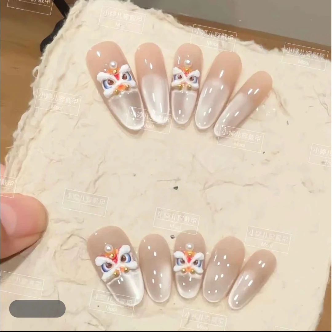 【极光醒狮】2圣诞平安夜纯手工穿戴甲秋冬必备显白美甲戴甲片