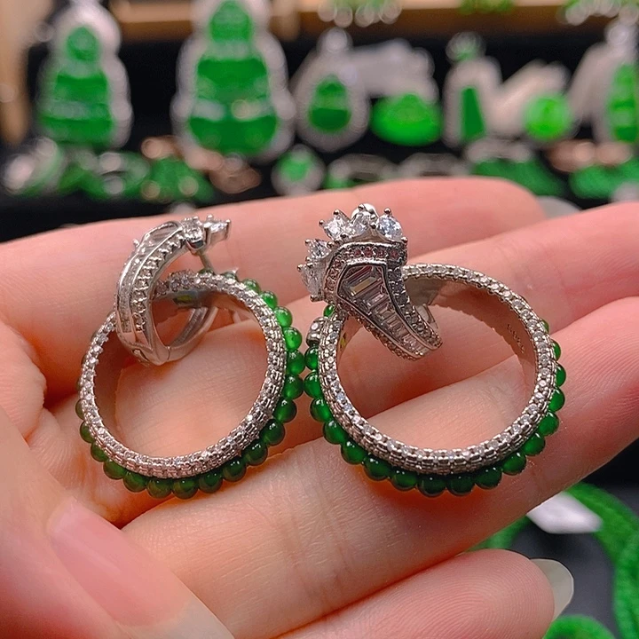 翡翠未镶嵌耳饰2456555