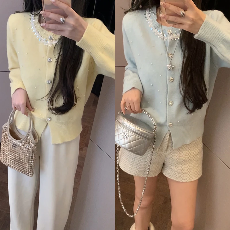 【mimius】&喵喵 法式重工钉珠设计感甜美针织衫 汉服 WF12065
