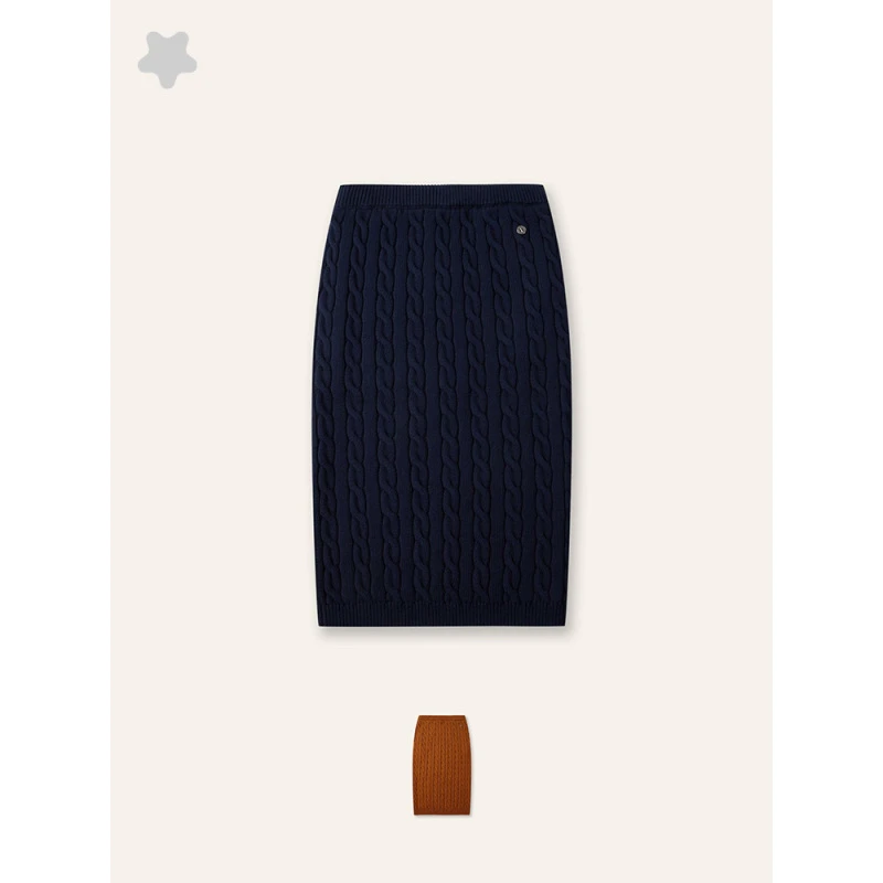 CM 棉质绞花针织半身裙