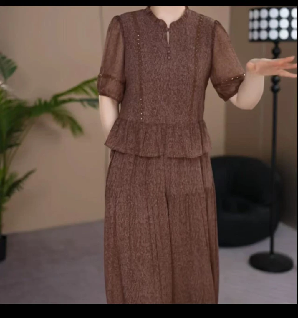 时尚夏季短袖显瘦假两件大码连衣裙女2025新款气质简约妈妈装裙子