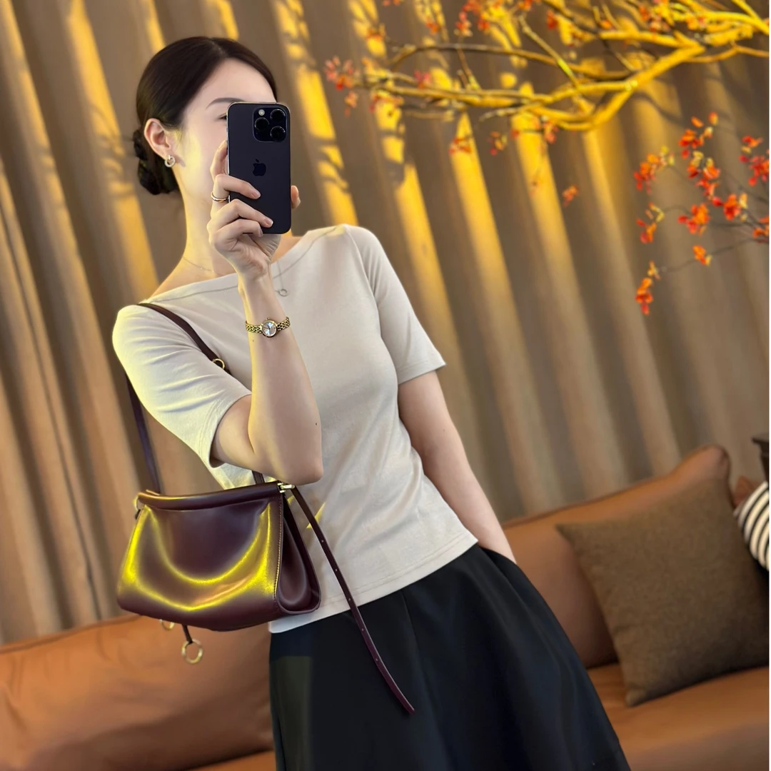 MOLANOOTD“寻觅”日本进口三醋酸短袖T恤女气质百搭夏ML-G2507161