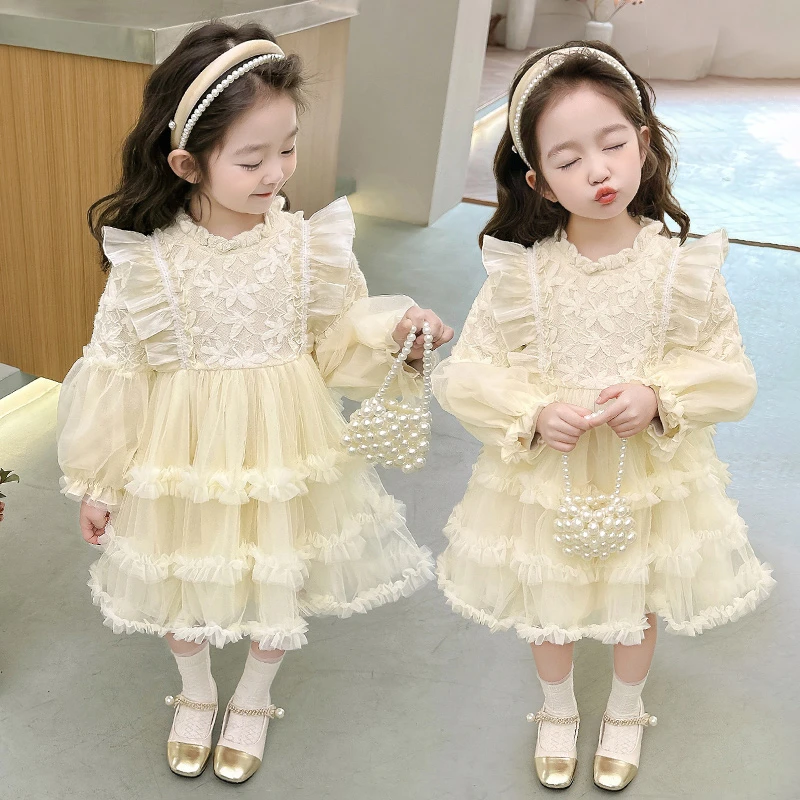 女宝宝洛丽塔连衣裙儿童春秋网纱蓬蓬裙女童秋装公主裙生日礼服裙