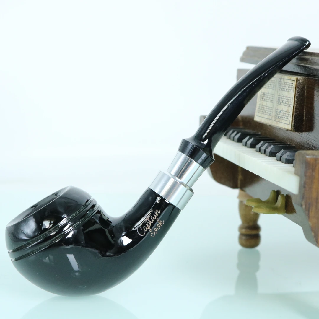 美国库克船长—黑礼服微弯檀木手工烟斗