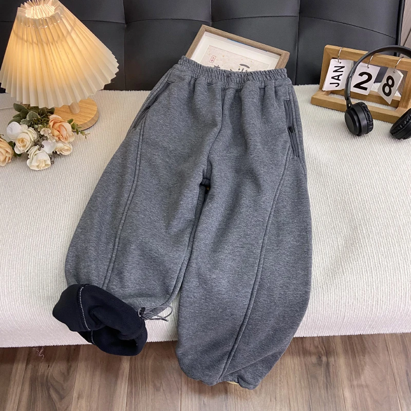 佑妈家童装 男女童加厚一体绒长裤 中大童休闲卫裤儿童绒裤