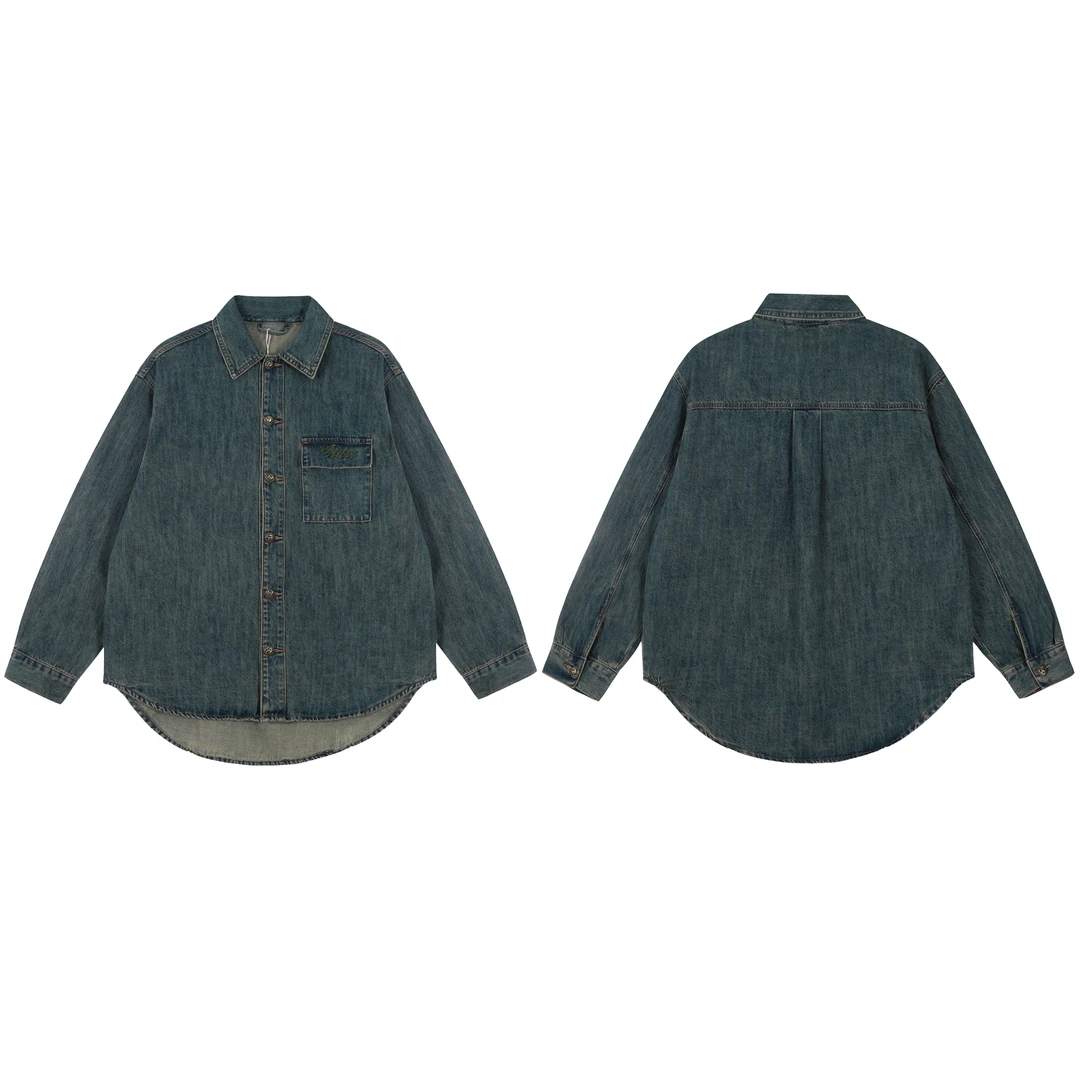 复古美式做旧水洗牛仔外套