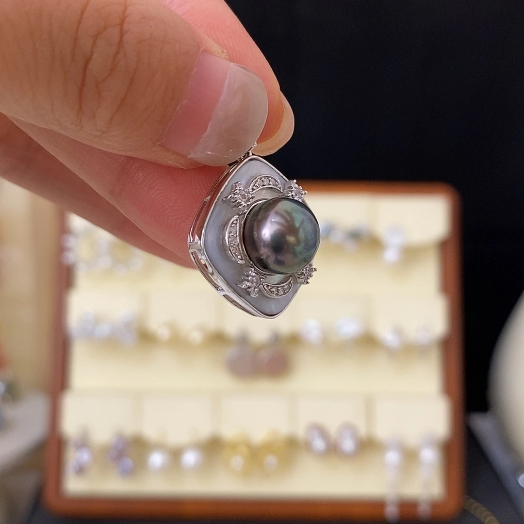 银S925镶嵌吊坠(不含链)海水珍珠