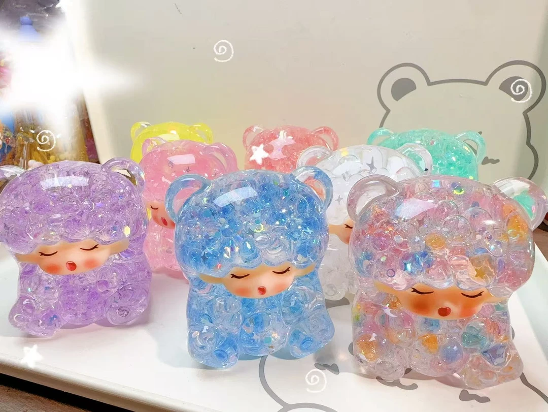 【泡珠云梦小熊对对碰】混拆立体流沙桌面摆件汽车挂饰diy饰品网红