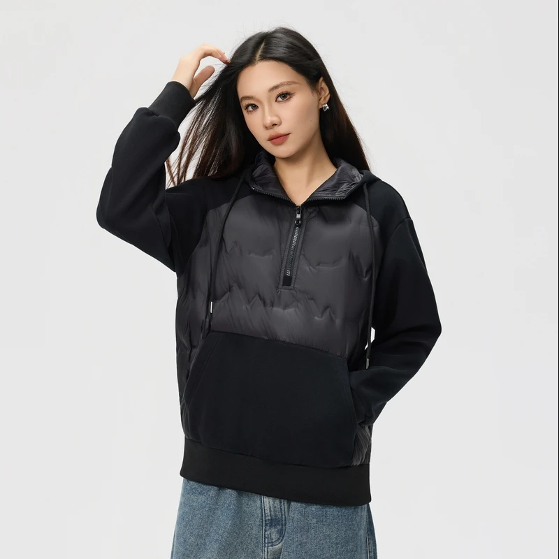 拉夏贝尔秋冬保暖连帽套头时尚羽绒