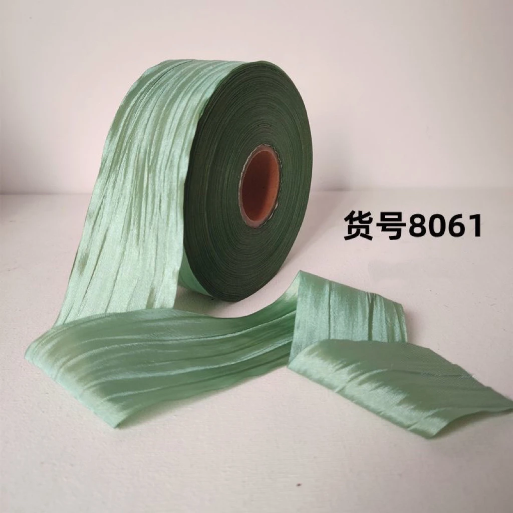 5厘米丝带炫彩褶皱缎带法式蝴蝶结diy手工褶皱纱织带发饰叶子装饰