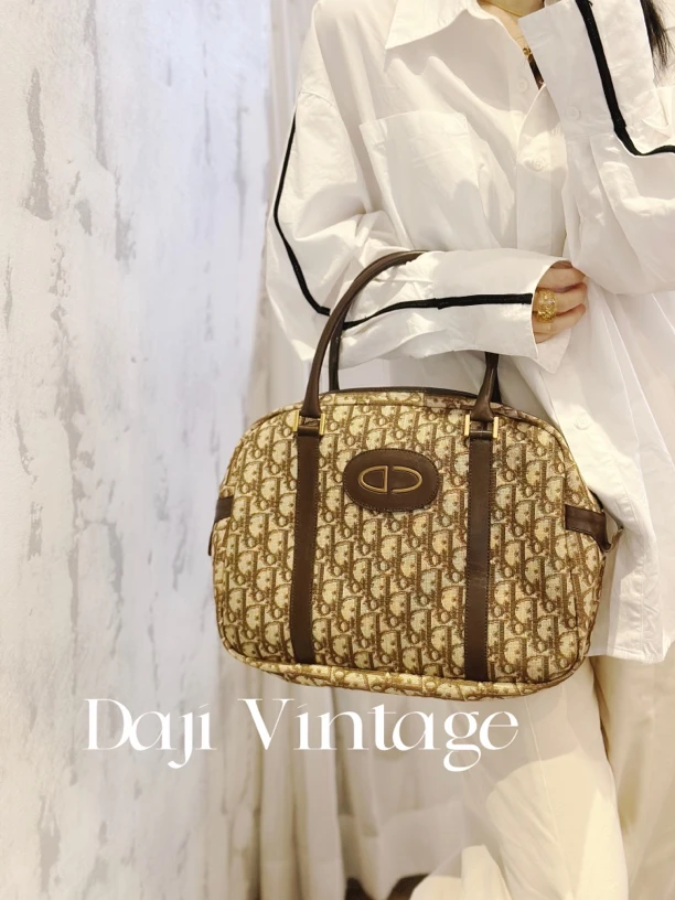 95新 DIOR/迪奥 大吉中古/Dior迪奥棕老花保龄球手提包