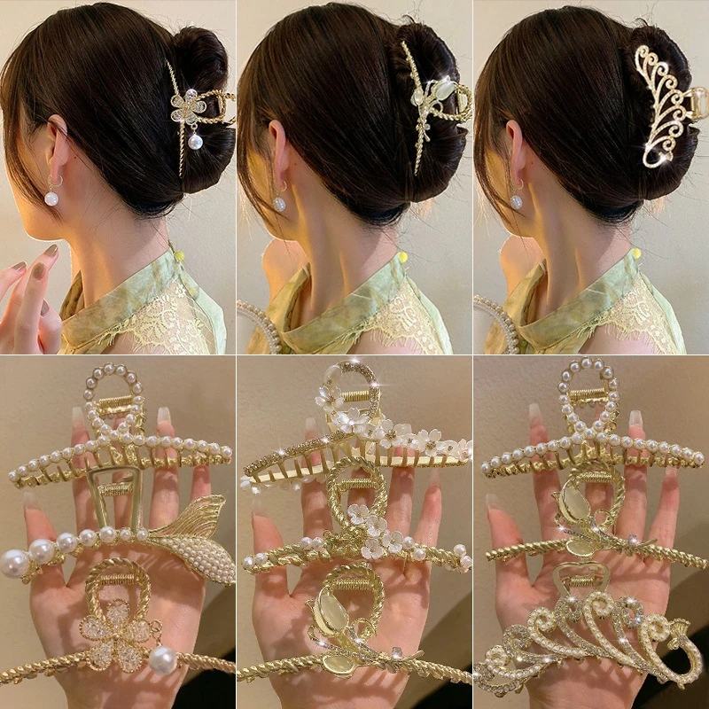 金属发夹女后脑勺抓夹大号高级感发卡夏季2024年新款鲨鱼夹子头饰