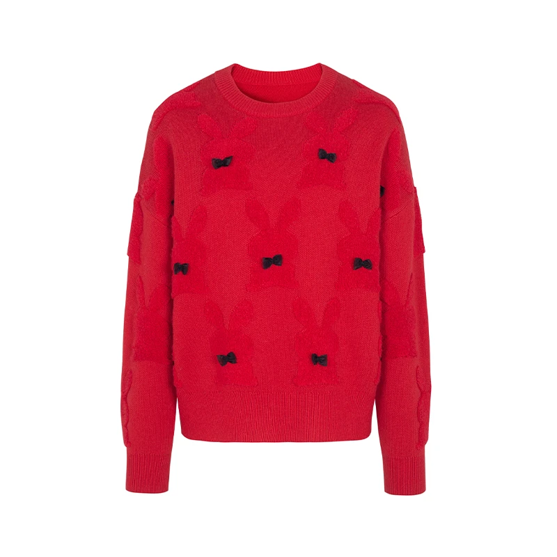 【媛媛女王专属】商场同款新品立体蝴蝶结绵羊毛针织衫NDY11B34436