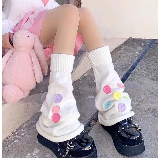 彩扣装饰y2k袜套堆堆袜jk袜子女中长筒辣妹亚文化阔腿袜可爱腿套