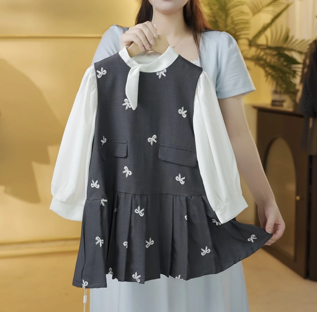 【现货】两件套女童甜美学院风套装Q24065