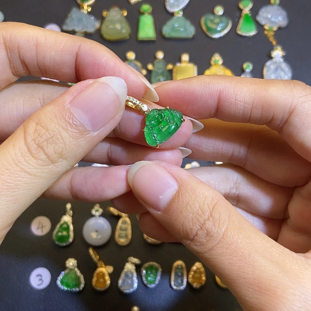 翡翠银S925镶嵌吊坠(不含链)