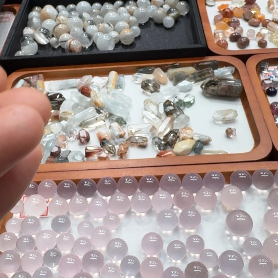 未镶嵌珠宝半成品水晶绿幽灵戒面