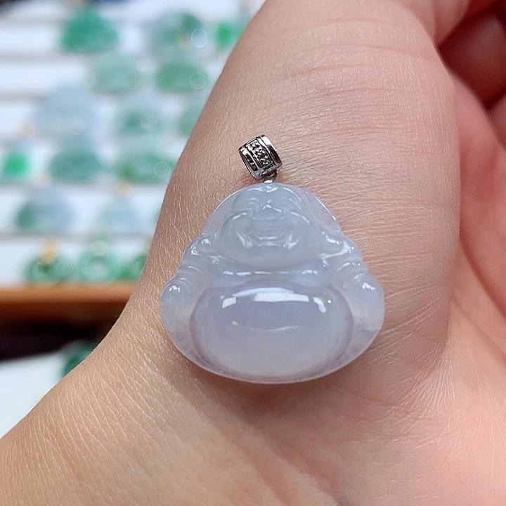 翡翠18K金镶嵌吊坠(赠链)20-22.2-5.2