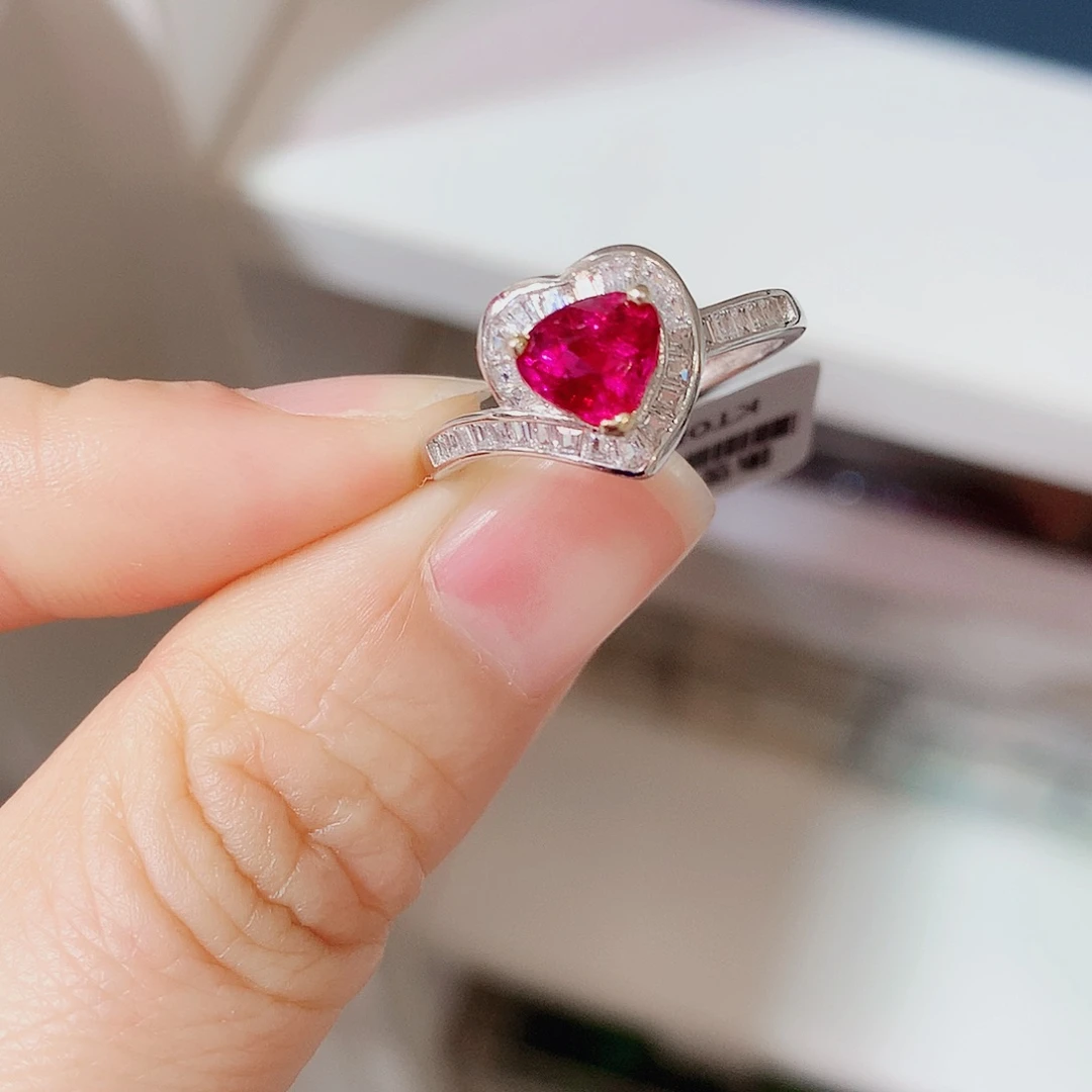 银S925镶嵌戒指碧玺