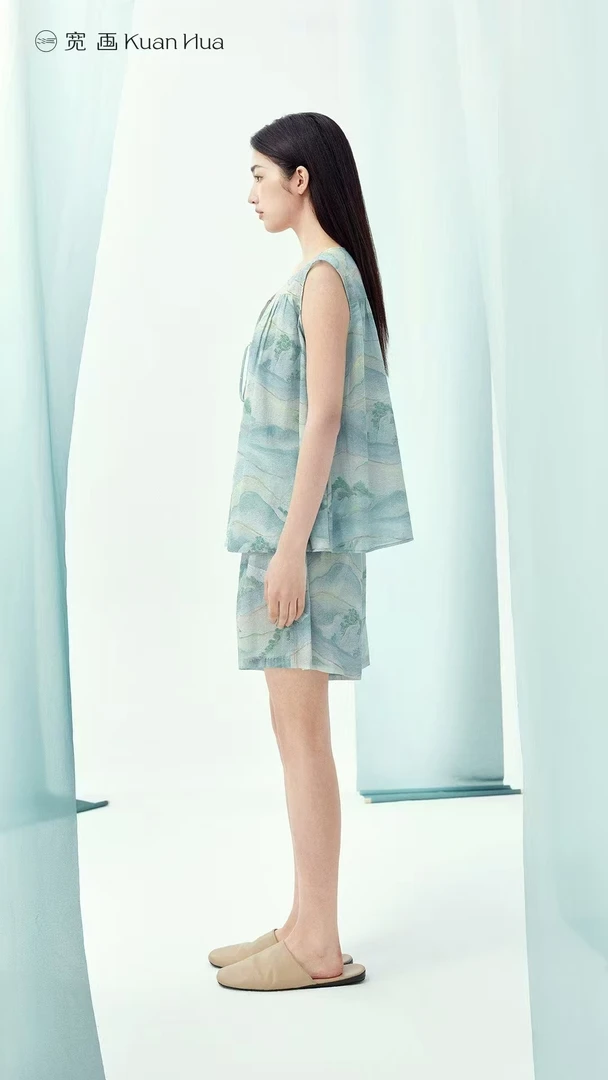 宽画25年夏季新款无袖短裤时尚家居套装92026