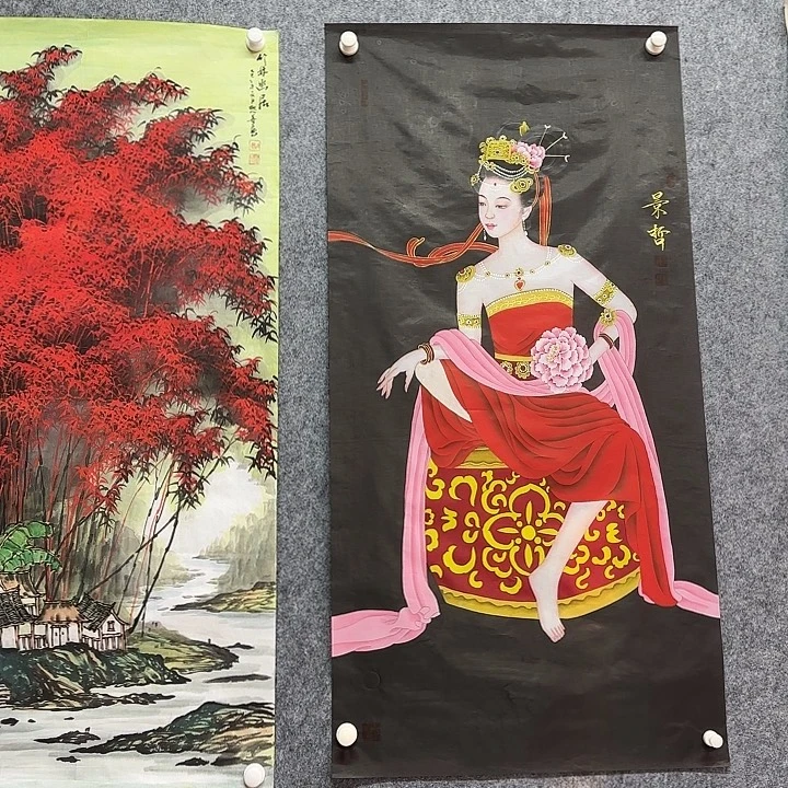 手绘国画作品展中9999