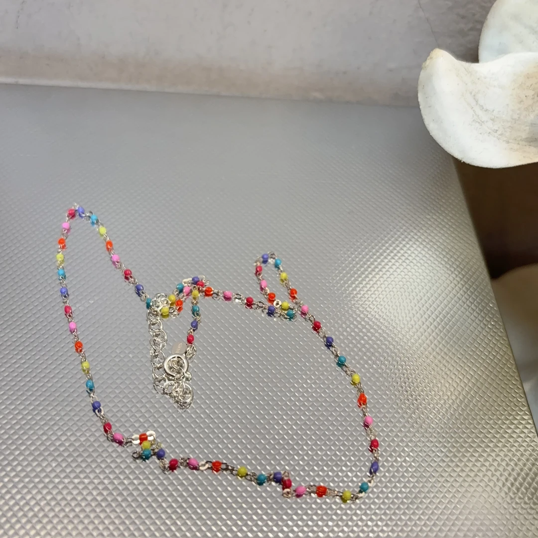铜合金项链 东大门彩色珠珠项链X391
