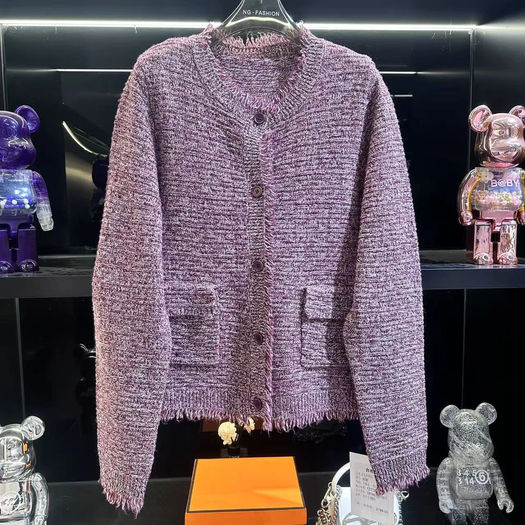 【DAXIU轻奢】秋冬花纱小香风针织外套-9038