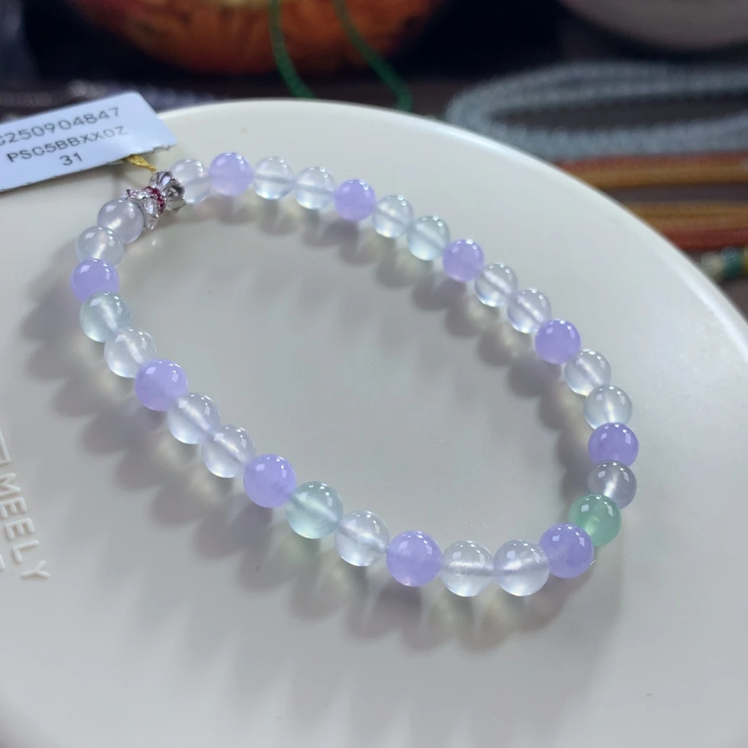 翡翠未镶嵌手链高冰玻梦幻多宝单圈卡5.5