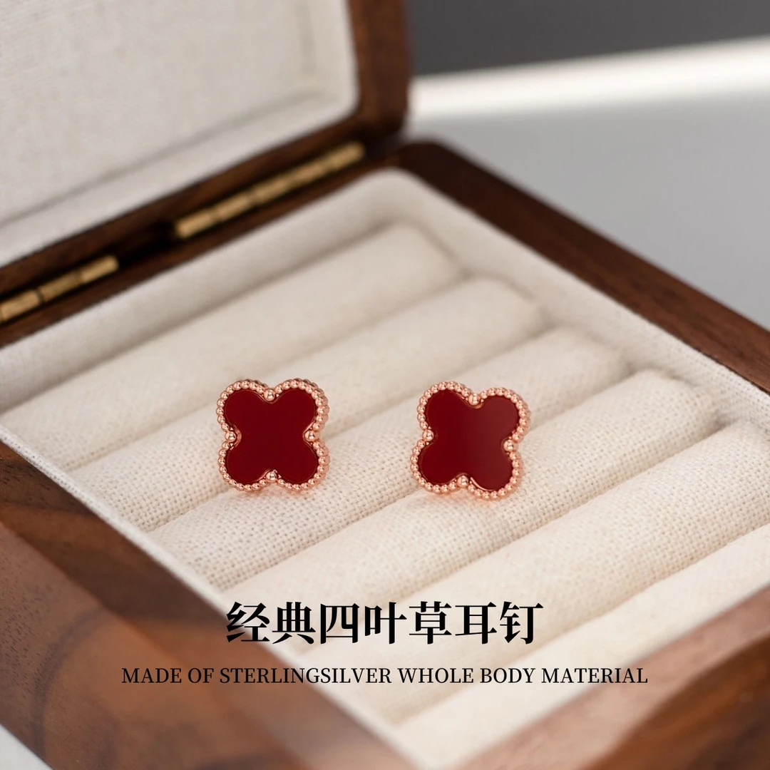 足银耳饰 999纯银经典四叶草耳钉女轻奢耳环生日情人节礼物送女友