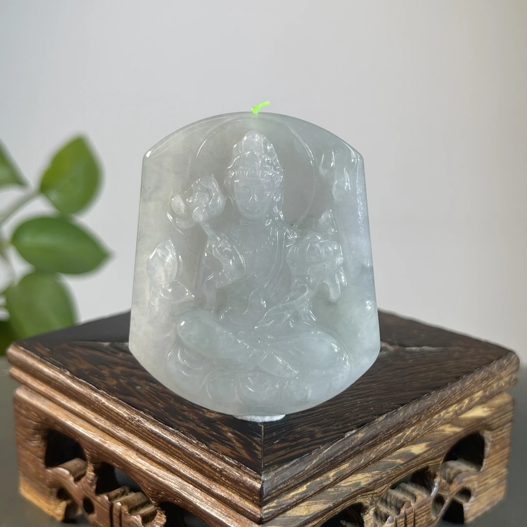 JTA09-56 天然缅甸A货翡翠 持莲观音