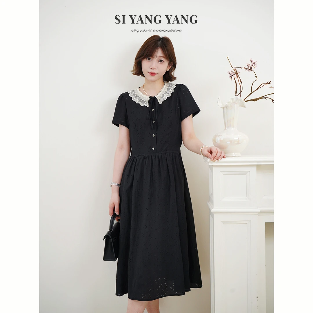 斯洋洋SIYANG超柔人丝镂空亲肤透气精致减龄连衣裙LYQ507A001SYY