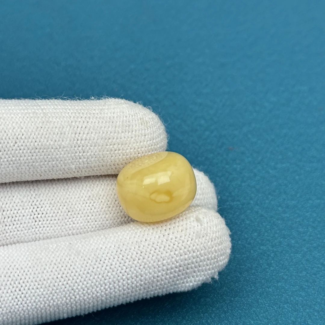 B3011天然原矿蜜蜡 微花粉墩子 18*12.7mm抖音基地质检发货