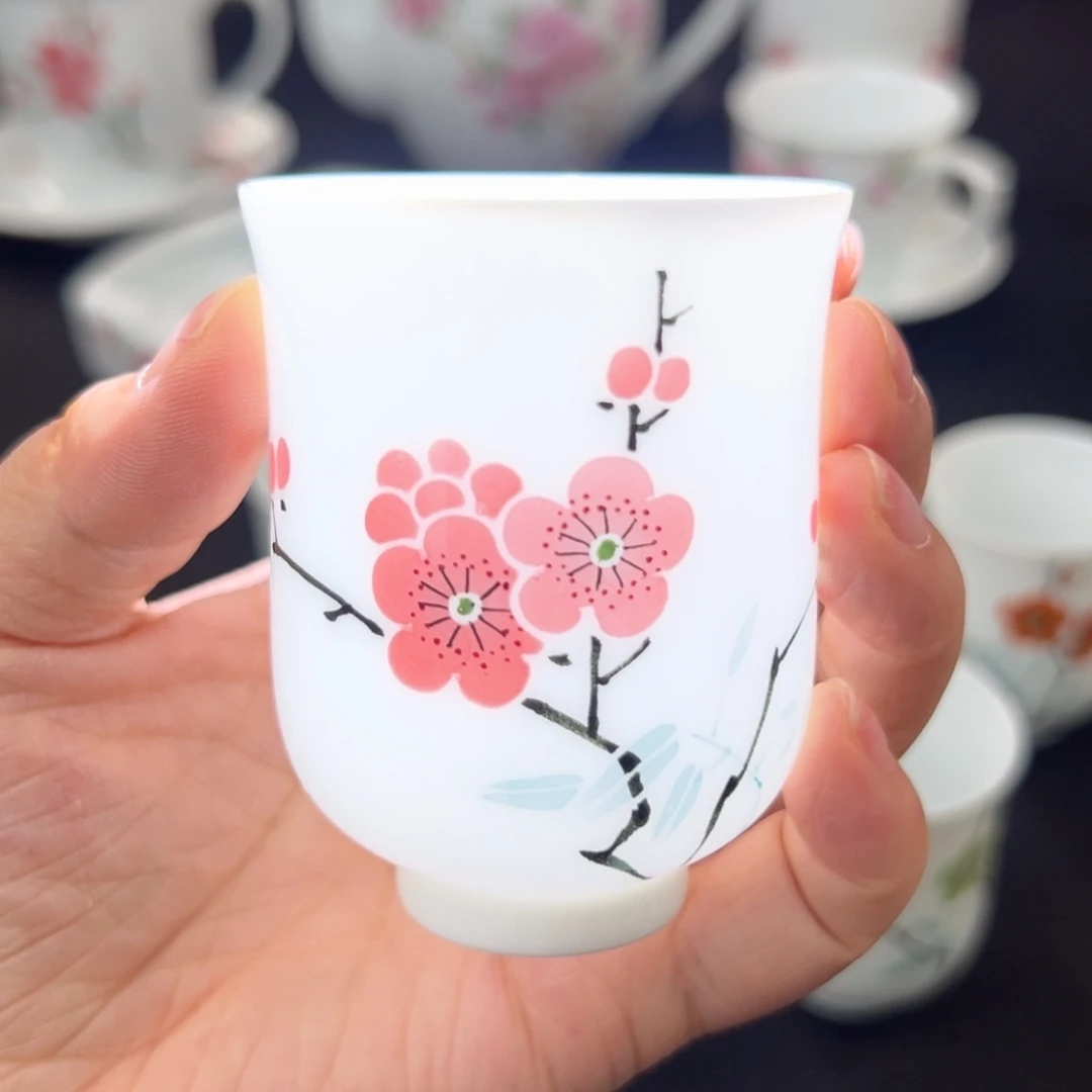 玉泥翠竹红梅铃铛杯