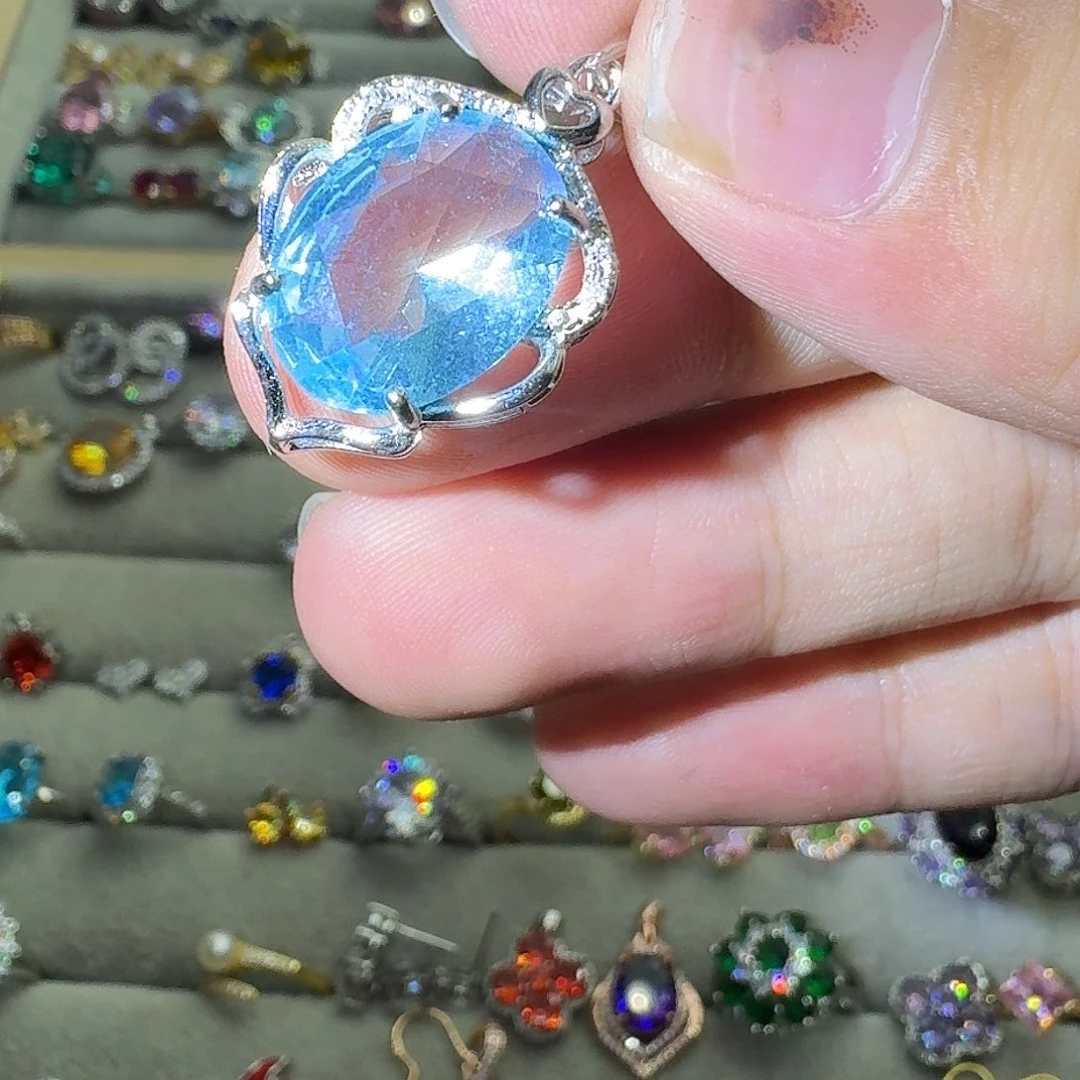 托帕石戒指银S925镶嵌