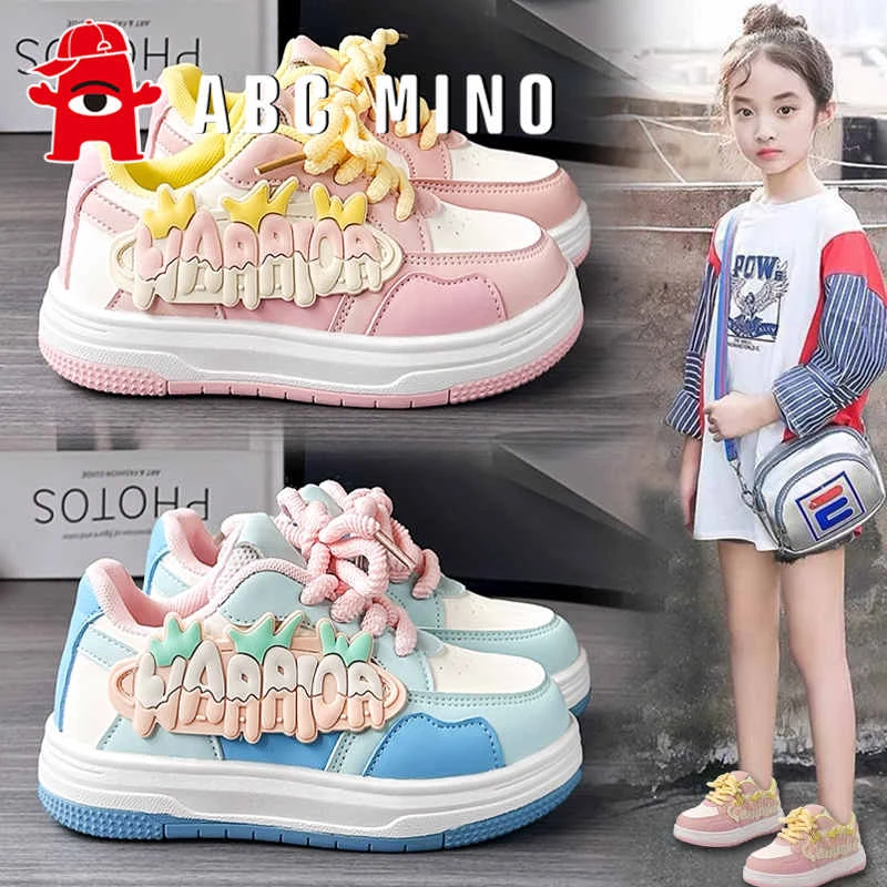 ABC MINO多巴胺女童鞋子2025新款春秋季儿童运动鞋开学季女孩板鞋