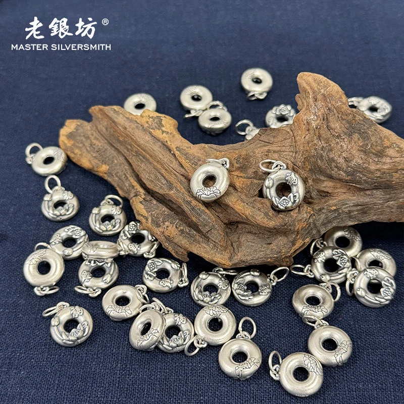 足银银制品 莲花福平安扣提溜890297