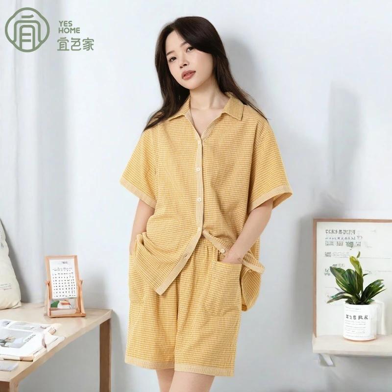 带胸垫睡衣女夏季女款爆款2025新款纯棉柔软舒适可外穿家居服套装