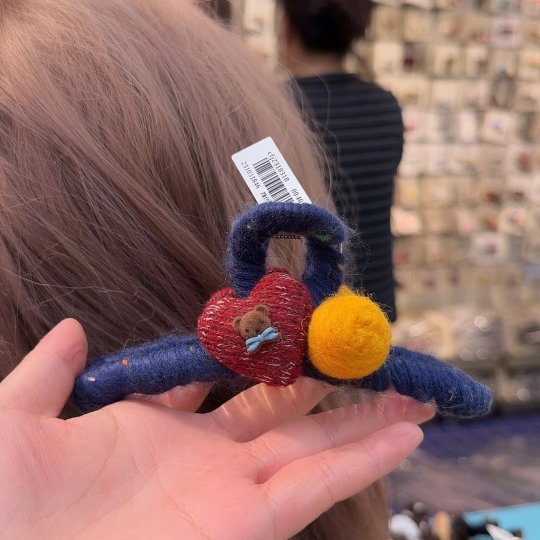 布艺非金属蓝色小熊抓夹