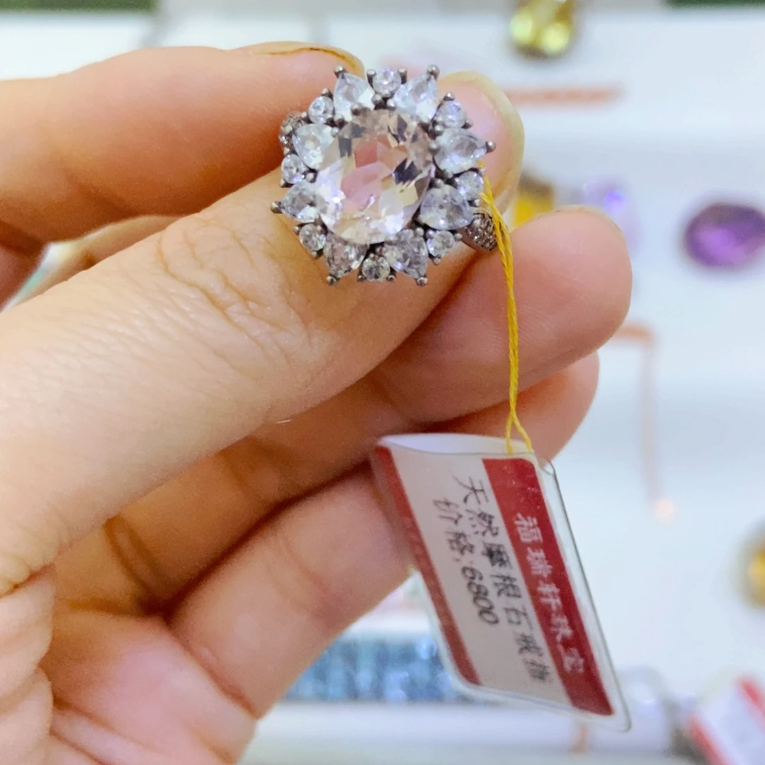 银S925镶嵌戒指绿柱石