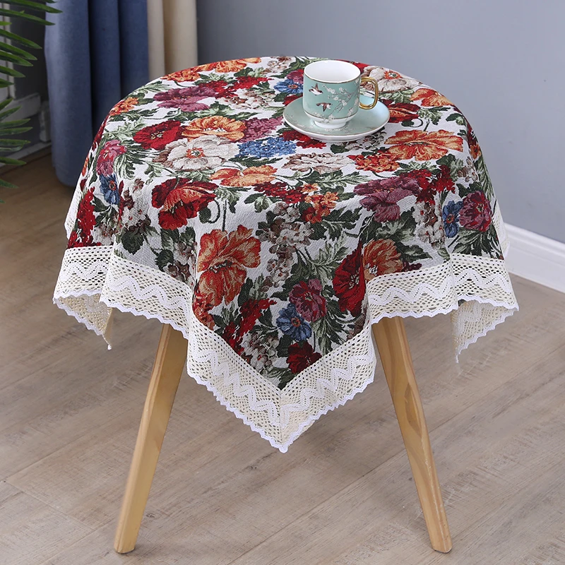 DY810-多尺寸 牡丹庄园交织花卉美式桌布防尘盖巾方形盖布
