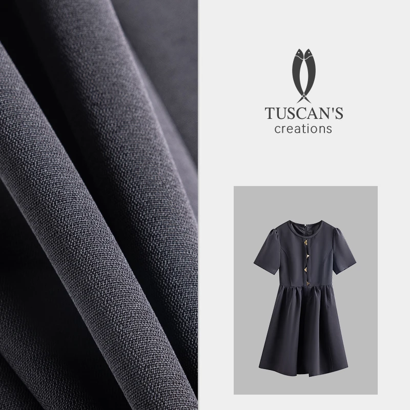 TUSCAN'S CREATIONS夏季高腰显瘦气质小个子法式黑色连衣裙时代