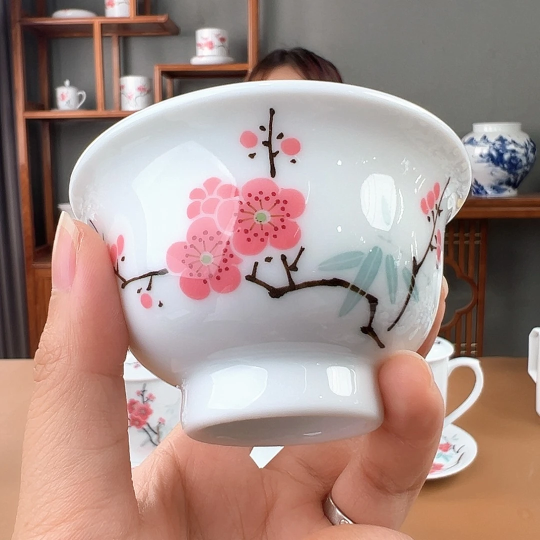 翠竹红梅压手杯，微瑕
