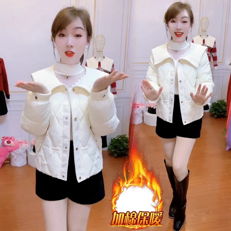 加棉加厚翻领短款棉服女2025年冬季新款妈妈装洋气减龄棉衣外套潮