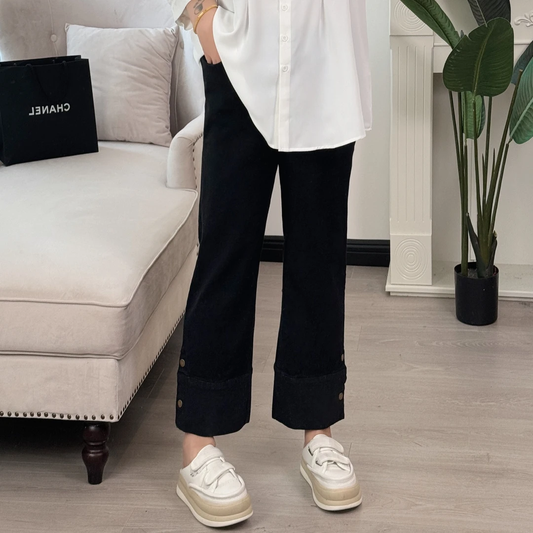 丹宁周刊 / 酵洗九分直筒牛仔裤11732花契200斤胖mm春季休闲时尚