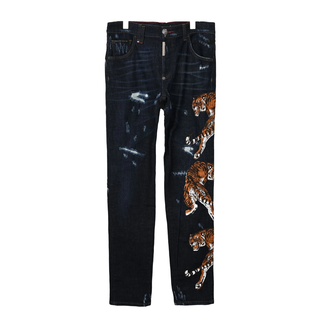 Philipp Plein 男士印花直筒牛仔裤 3218172118002