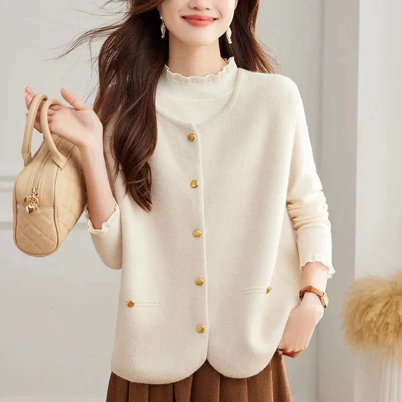 【晨浠定制】新款时尚百搭圆领马甲针织开衫两色1147