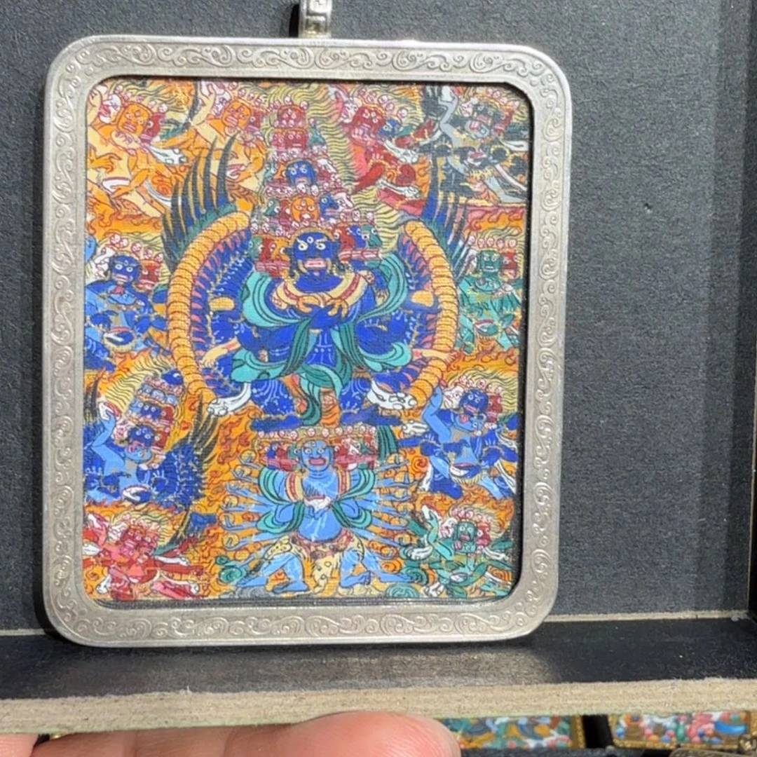 吊坠手绘小唐卡格鲁派12护法
