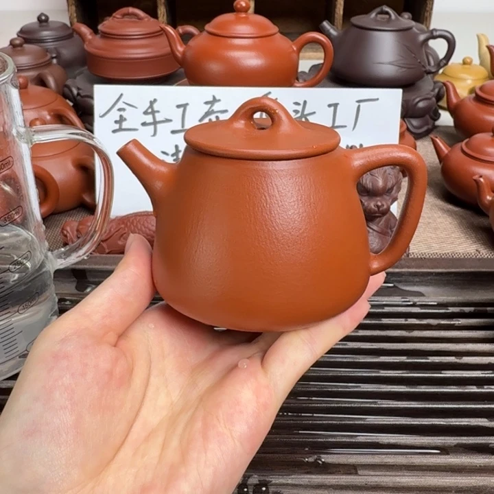 茶壶紫砂朱泥全手高瓢200毫升